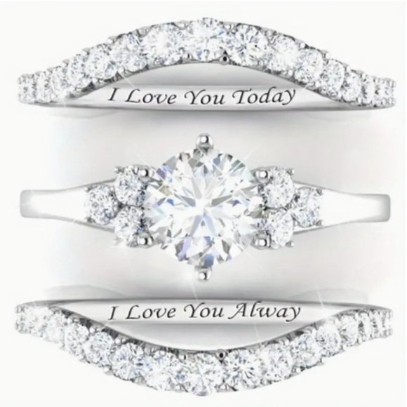 Dazzling Zircon Triple Band Ring Set – New With Tags - Picture 2 of 8